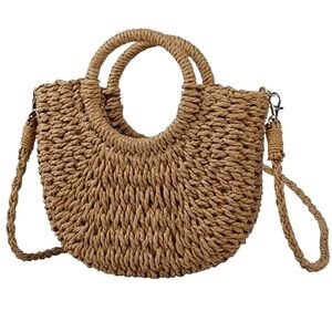Elegant Tan Woven Tote Bag
